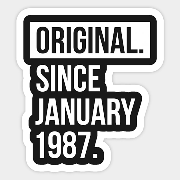 1987 January 32 years old birthday Sticker by hoopoe